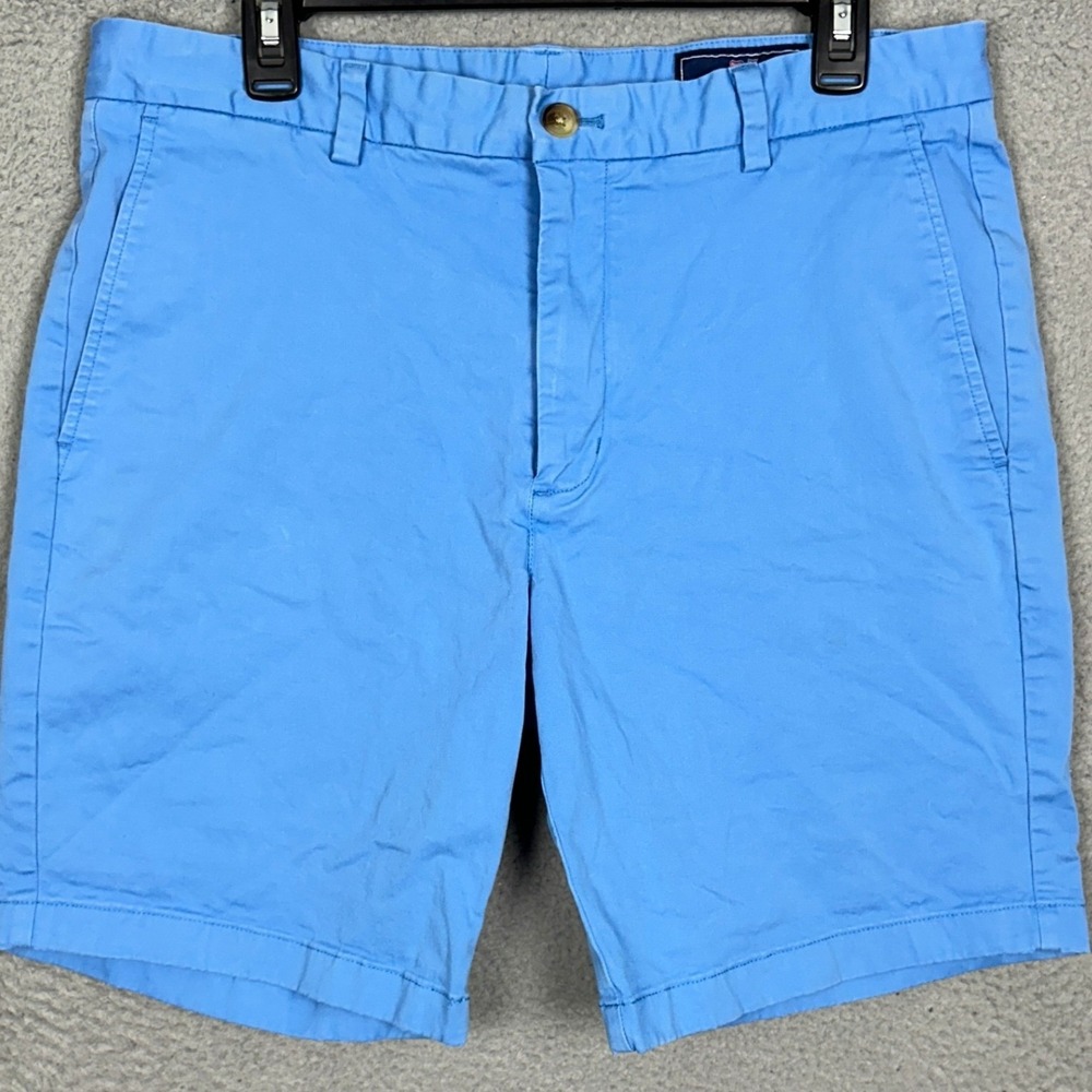 Vineyard Vines Breaker Shorts Mens 35 Light Blue Khaki Chino Stretch Casual EUC